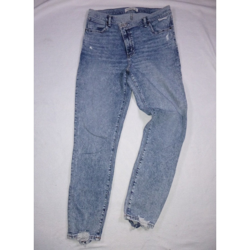 Abercrombie & Fitch Super Skinny Ankle High Rise Jeans Blue 31/12 Distressed